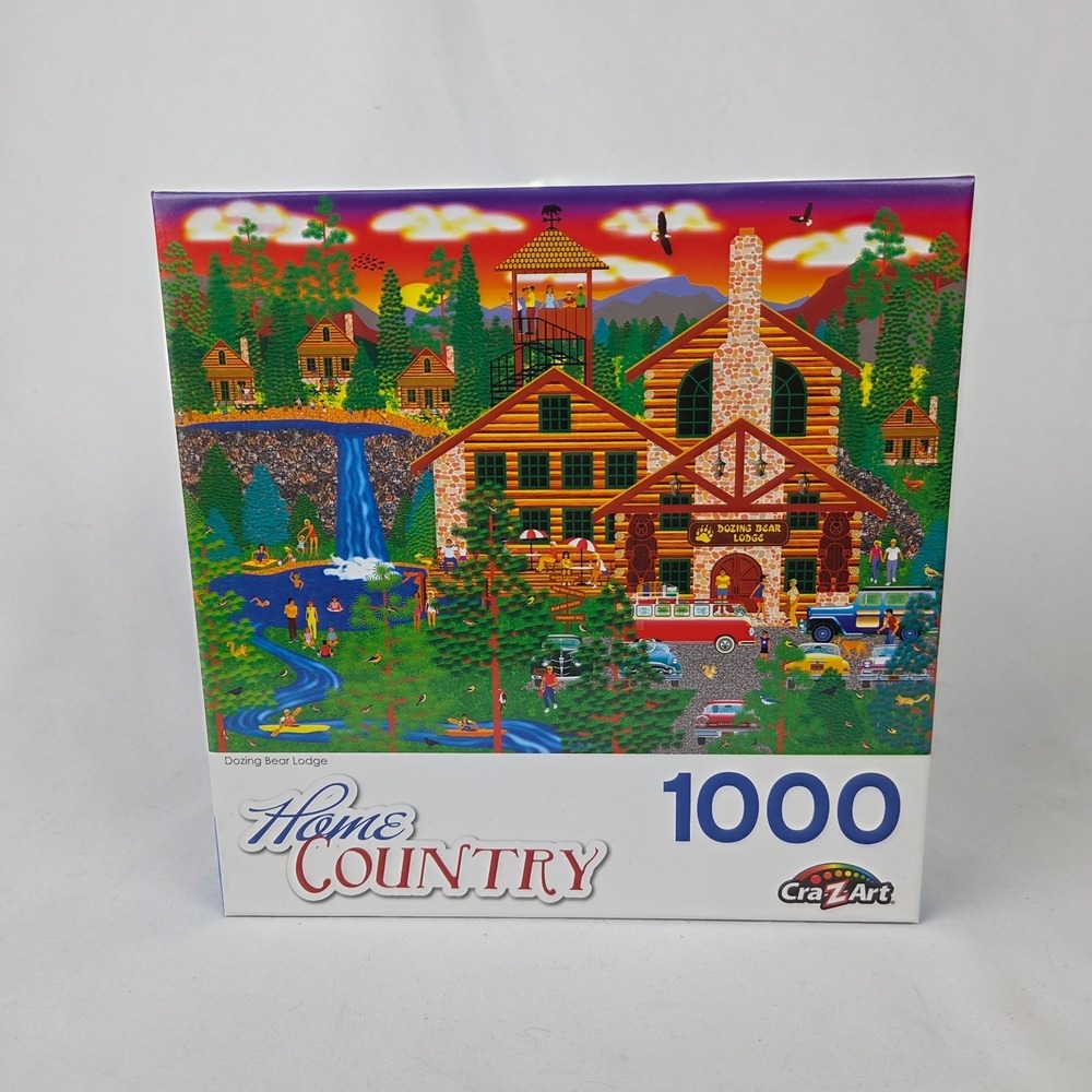 New Sealed Cra Z Art Home Country Puzzle Dozing Bear Lodge 1000 pc